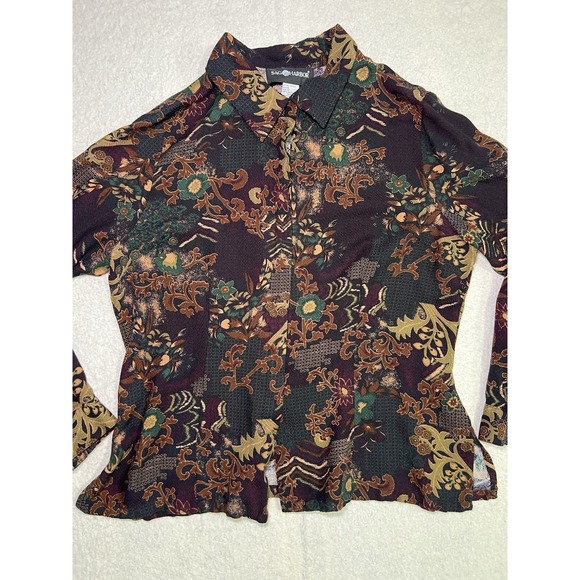 Sag Harbor Womens sz 14 Button up shirt Long sleeve casual Paisley - Picture 5 of 13
